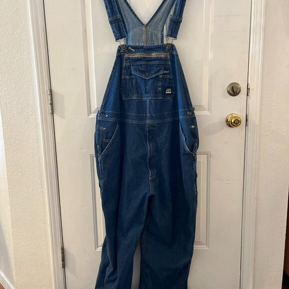 Berne Men's Heritage Unlined Washed Denim Bib Farm-House Chore Overalls Sz 48x32 - Picture 9 of 11
